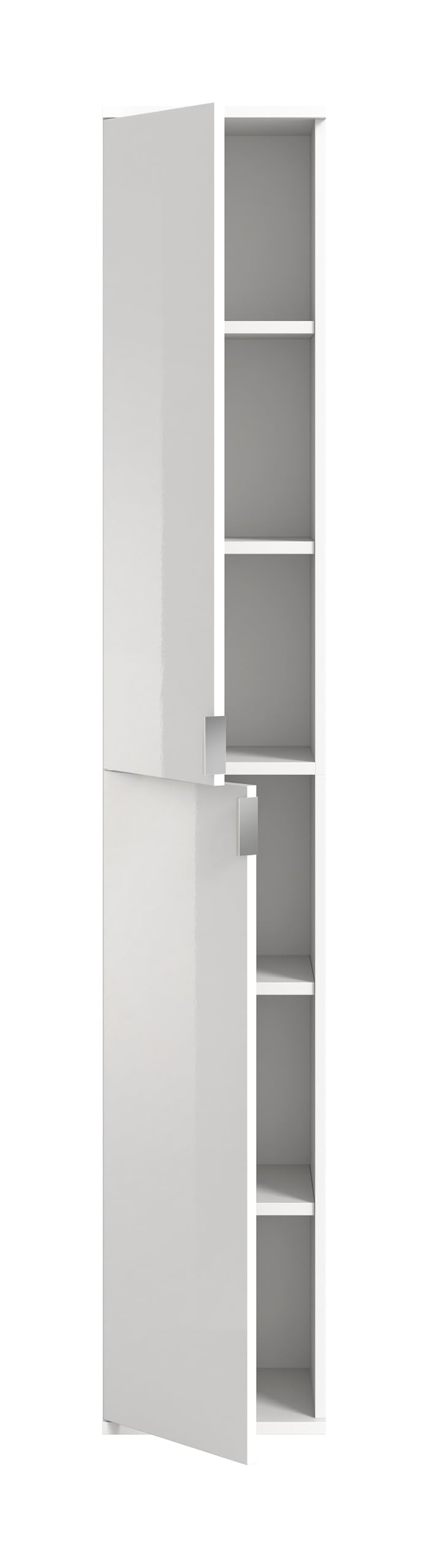 xonox.home - Hochschrank Projekt X 30x193x34 cm in weiß und weiß Hochglanz - Flurschrank Möbelstück Garderobenschrank - modern platzsparend und funktional einfache Montage – Bild 3
