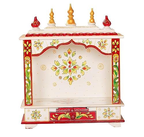 Templo de madera Devyom Pooja Mandir tallado para altar de meditación en casa 3