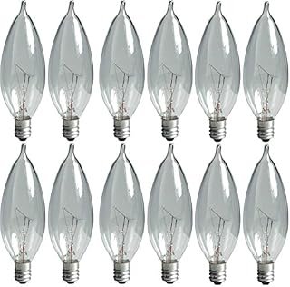 GE Lighting Crystal Clear 24782 40-Watt, 370/280-Lumen Bent Tip Light Bulb with Candelabra