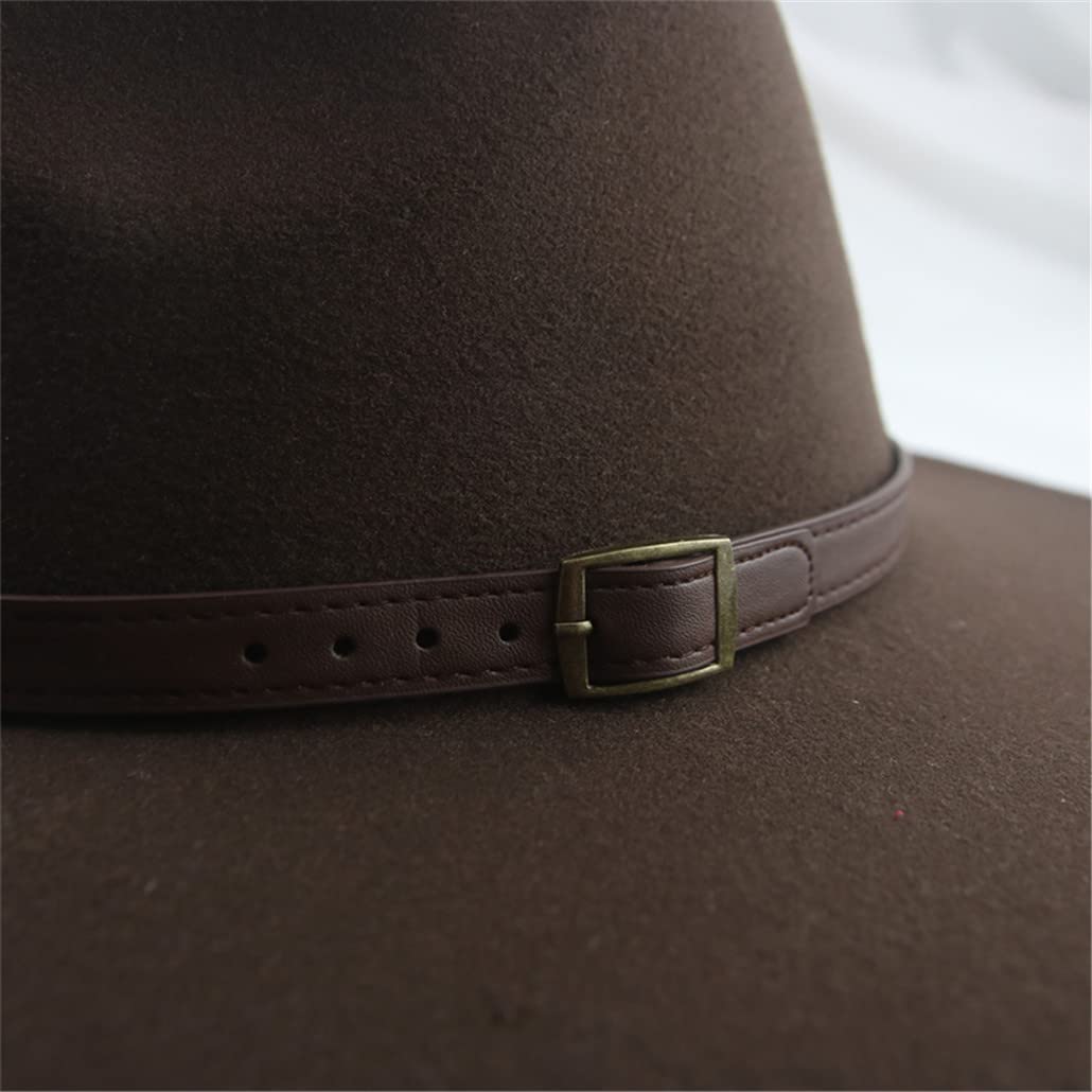 Cappelli per Donna Cappello da Uomo Cappello Invernale in Feltro Cappello Grande A Tesa Larga 9,5 Cm Cintura con Fascia Casual Solido Panama cap,Coffee-56-58cm