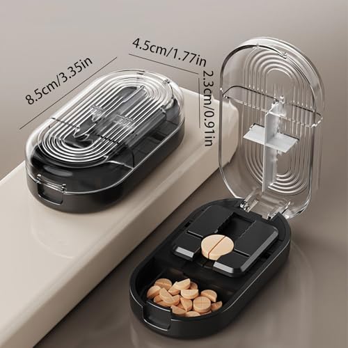 Cutter pour pilules en acier inoxydable et ABS durable avec compartiment hermétique - 7