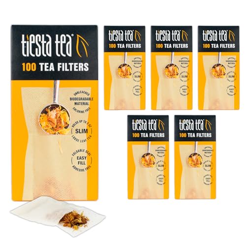 Tiesta Tea Filter für lose Blätter zum Brühen, Einweg-Teesieb für heiße und eisgekühlte Getränke, leicht zu befüllen, ungebleichtes Papier, Teesieb für lose Blätter, 100 leere Beutel (6 Stück) Tiesta Tea Filter für lose Blätter zum Brühen, Einweg-Teesieb für heiße und eisgekühlte Getränke, leicht zu befüllen, ungebleichtes Papier, Teesieb für lose Blätter, 100 leere Beutel (6 Stück)