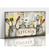 Rustic Kitchen Canvas Wall Art, Vintage Kitchen Wall Art Prints Decor, Farmhouse Kitchen Sign Art...