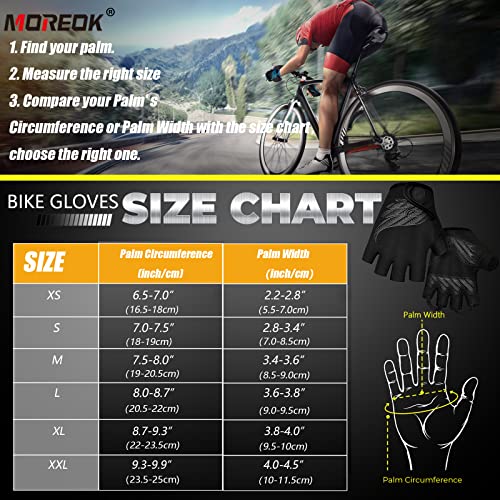 Moreok Cycling Gloves Bike Gloves For Men/Women-[5Mm Gel Pad] Biking Gloves Half Finger Road Bike Mtb Bicycle Gloves-Black-128-M #TOP6