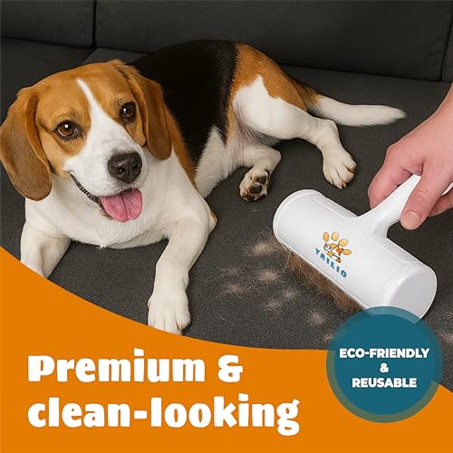 Image of Pet Hair Remover with Fur Collector - Easy to Use Pet Hair Removal Tool - Cat & Dog Hair Remover for Couch, Furniture, Clothes, Bedding, Car - Reusable Lint Roller (White)