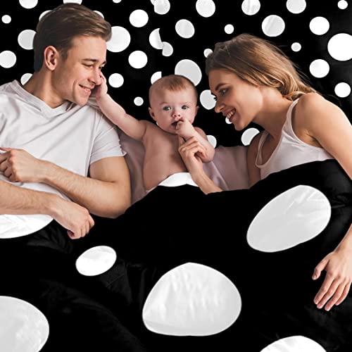 Xinxunfushi Black White Polka Dot Duvet Cover Set, 3 Pieces Bedding Set With Zipper Closure, 2 Pillow Shams 1 Duvet Cover, Comforter Cover For Children/Kids Twin Size #TOP1