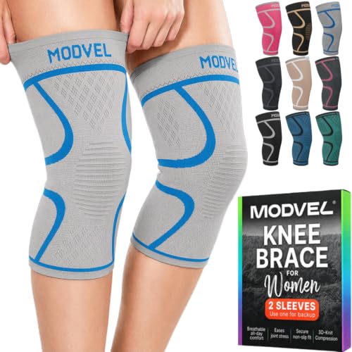 Image of Modvel 2 Pack Knee Brace for Women - Knee Support for Walking, Knee Compression Sleeves for Pain Relief, Knee Sleeves for Women, Knee Brace for Sports, Workouts & Arthritis
