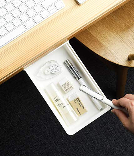 INNOLITES Under Table Drawer Tray Desk Pencil Organizer Office Storage Organizer Recycled Expandable Drawer Storing Tray Self-Adhesive Desk Hidden Drawer Organizer,for Office School Home Desk (Small)