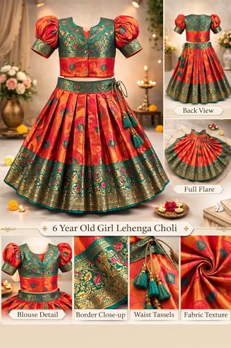 Lehenga Choli fille Amzira en jacquard floral à manches battantes