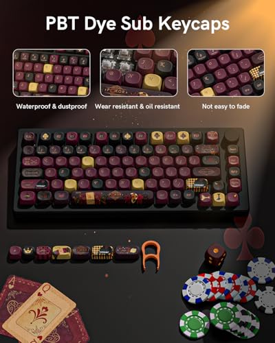 Image of PBT Keycaps for Mechanical Keyboard, 128 Keys Dye-Sublimation MOA Profile Keyboard Keycaps for Cherry Gateron MX Switches Mechanical Keyboards, Red & Black