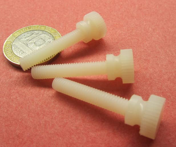 Nylon Knurled Raised Head Thumb Screws Natural 10-32 Thread x 1.00" Length 50 Pcs