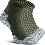 NSRRUN TURTLE Wool Compression Ankle Socks - Cozy Cushioned Hiking Running for Men Women - Thick Warm Durable, Medium, Green, 4 Pairs