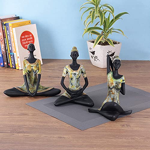 Statuette Yoga Lady pour Cadeau Zen : Ensemble de 3 Figurines Colorées