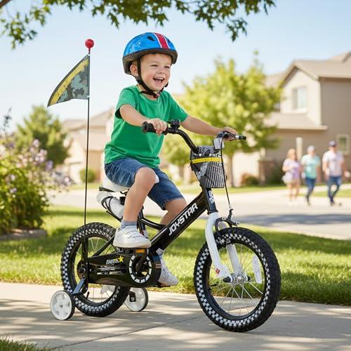 Image of JOYSTAR Little Daisy Kids Bike for Girls Boys Ages 2-10 Years, 12 14 16 20 Inch Girls Bikes with Doll Bike Seat & Streamers, Boys Bike with Flag & Number Plate, Multiple Colors