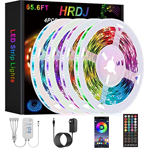 HRDJ Led Strip Lights 65.6ft Smart Led Lights with App Control Remote, SMD 5050 RGB Led Lights for Bedroom, Music Sync Color Changing Lights for Party HRDJ Led Strip Lights 65.6ft Smart Led Lights with App Control Remote, SMD 5050 RGB Led Lights for Bedroom, Music Sync Color Changing Lights for Party