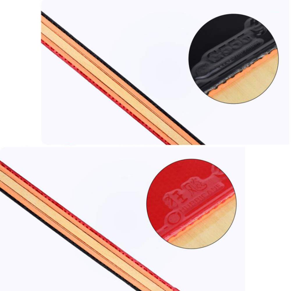 Mazza da ping pong professionale, racchetta competizione con custodia, 5 strati di legno puro / 7 stelle/manico corto
