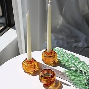 Wohocandlestickholderssetof4ambervotivecandleholdersforfallweddingtablecenterpieceribbedglasstapercandleholdersfordinnerpartyhalloweenthanksgivingdecor Urban Country Home Decor Woho candlestick holders set of 4 amber votive candle holders for fall wedding table centerpiece ribbed glass taper candle holders for dinner party halloween thanksgiving decor urban country home decor