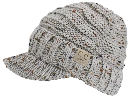 C.C Toddler Trendy Warm Oversized Chunky Soft Oversized Ribbed Slouchy Knit Hat with Visor Brim3