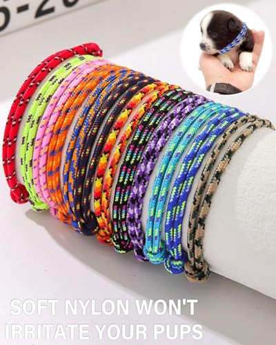 TPZORJX 12 pcs welpenhalsband,12-20cm Welpen ID Halsbänder,welpenhalsbänder für züchter,Welpenhalsbänder Einstellbar Soft Welpen Halsbänder für welpen halsbänder,Neugeborene Welpen Kätzchen