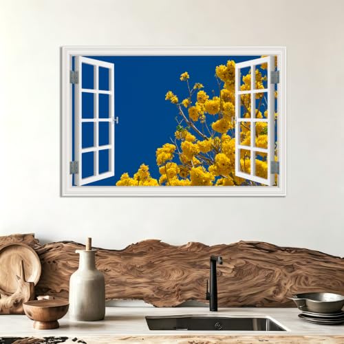 Cuadro lienzo efecto ventana de montañas nevadas para decoración moderna de 20x30cm 3