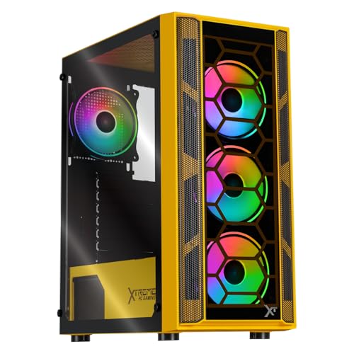 XTREME PC GAMING Gabinete Kronos Media Torre 4 Fan ARGB (Yellow)