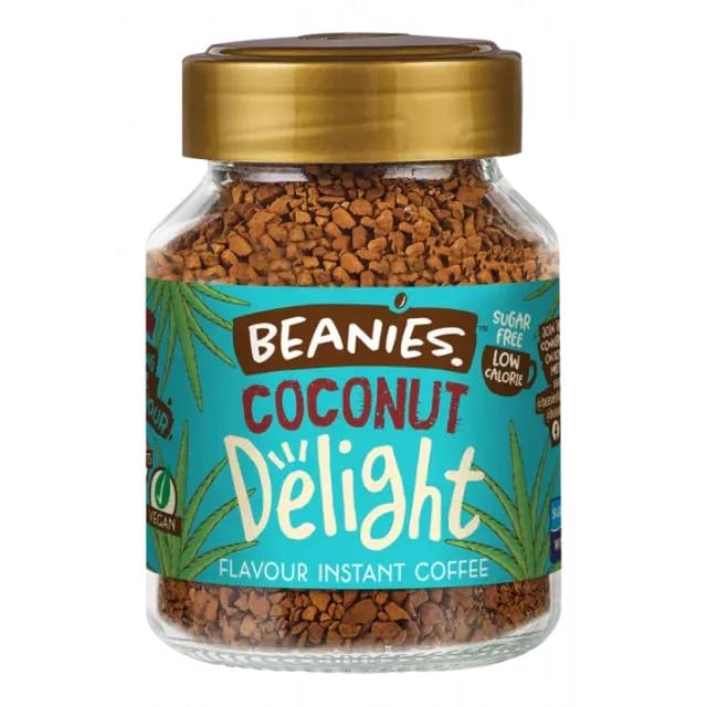 Beanies Coconut Delight Flavour Instant Coffee, Low Calorie, Sugar Free, Vegan 50 Gram (UK)