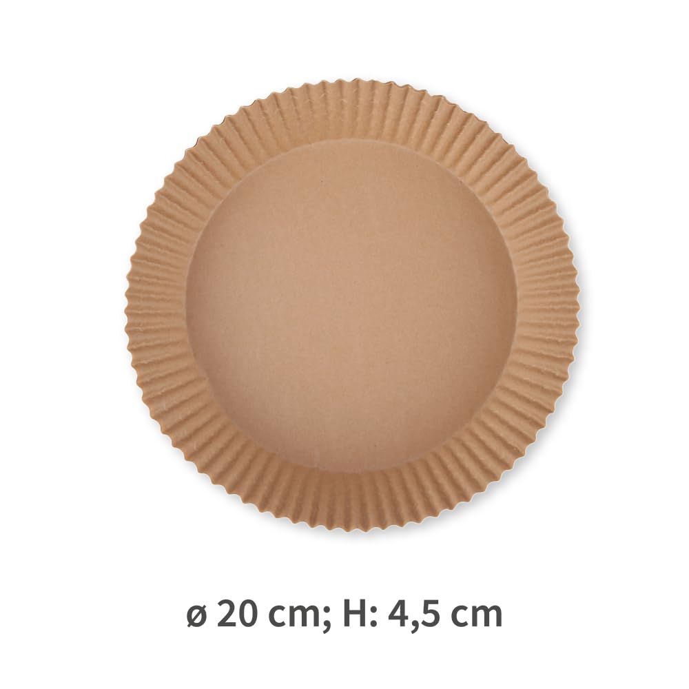 NatureStar Backpapier für Heißluftfritteuse, rund, 1000 Stück, Papier, braun (Ø 20 cm, 4,5 cm, 1000, stück)