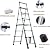 Telescoping Ladder 7.5ft, A-Frame Extension Lightweight 6+7 Step Folding Ladder Portable 330lbs Capacity, Step Ladder for Roofing Business, Household Use, RV