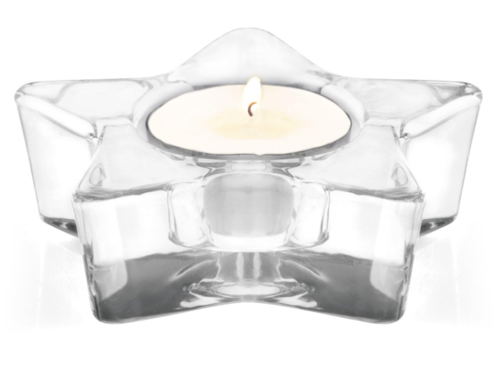 H&H Hy/6432, 5 Point Star Shaped Glass Candle Holder, 10 cm, 10 x 10 x 3 cm