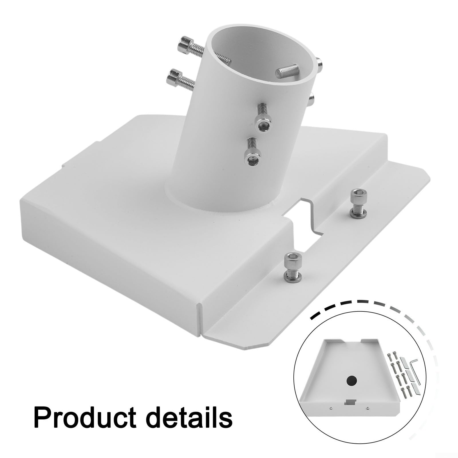 Starlink Adaptateur de tuyau rond pour poteau de 48 mm Rotation à 360 degrés en acier inoxydable Kit de support Blanc