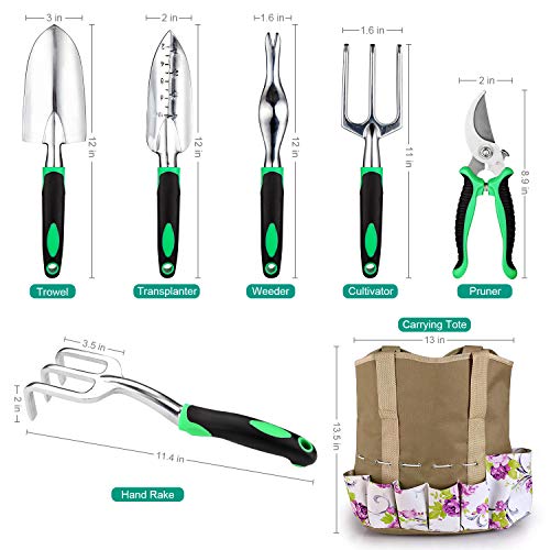 49 Pcs Garden Tools Set, Extra Succulent Tools Set, Heavy Duty Gardening Tools Aluminum with Soft Rubberized Non-Slip Handle Tools, Durable Storage Tote Bag, Gifts for Men Women