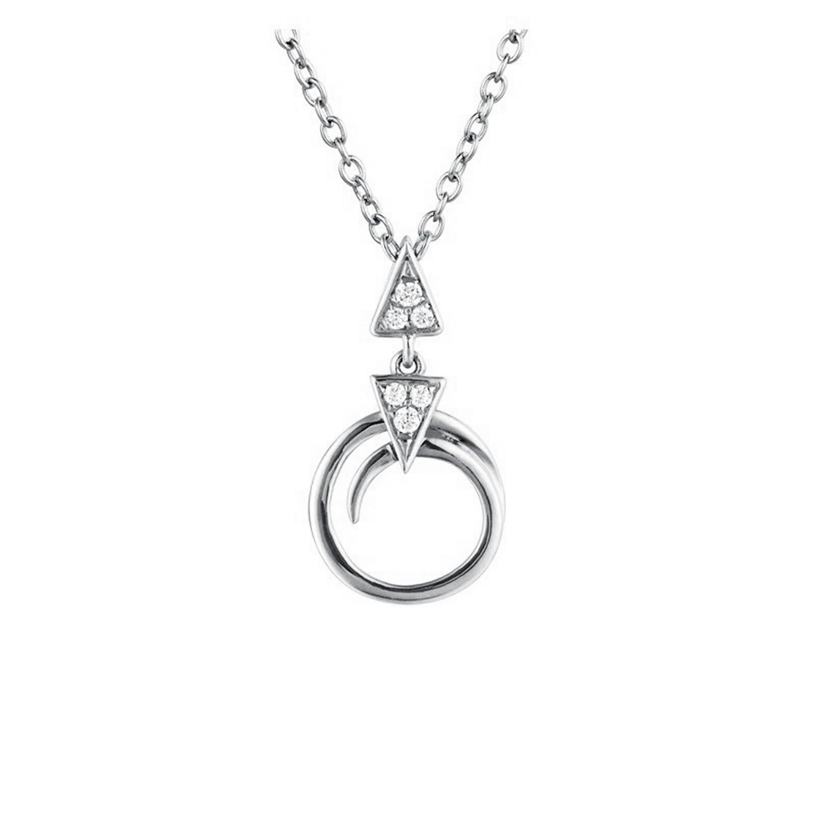 9k/18k Gold Halskette für Frauen, Moissanit/Diamond Hohlkreis mit Dreiecksnorzsteinanhänger mit Kette 18 Zoll