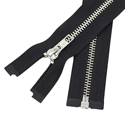 Meillia 2 Stück 61 cm silberne Trenn-Metall-Reißverschlüsse Bulk #5 Jacken-Reißverschlüsse für Jacken, Mäntel, Nähen, Basteln (61 cm) Cover
