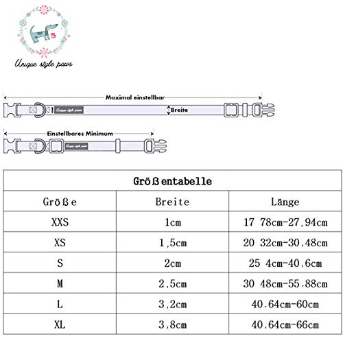 Unique Style Paws Hundehalsband Fliege Halsband Verstellbare Halsbänder oder Hundeleinen für Hunde und Katzen Klein Mittelgroß Groß
