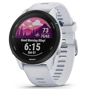 Garmin Forerunner 255 Easy to Use Lightweight GPS Running Smartwatch (White)