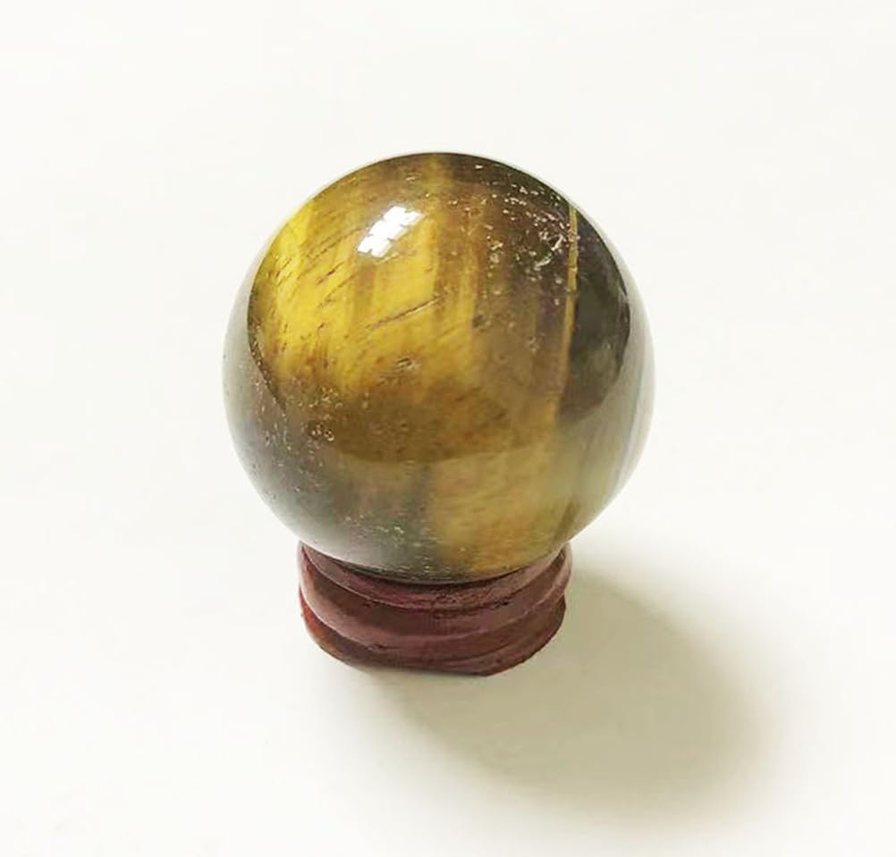 RVBLRDSE 60mm Crystal Sphere Gemstone Ball Sculpture Figurine with Wooden Stand for Divination Home Decoration Multi Style Polished,Tiger's Eye Gemstone Stone