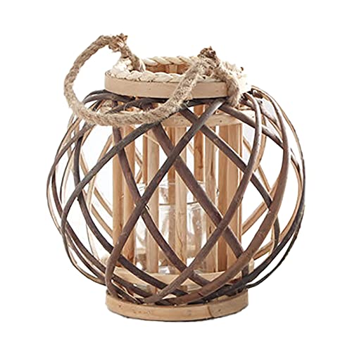 FGHSKIZ Las Velas, Linternas de MetalGarden for Velas, linternas Decorativas, Farol de Vela de Mimbre, portavelas de luz de té con Taza de Vidrio, Vela de luz de té HOL
