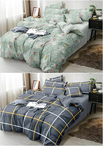 Image of CHHILAKIYA 6D Microfiber King Size Double Bedsheet Combo Pack of 2 Along with 4 Pillow Covers (Multi 7) (Multicolor 15)