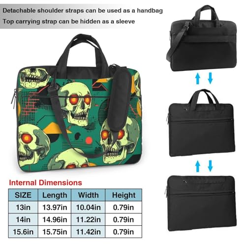 Bolsa para portátil con diseño de calaveras y ojos neón 14 pulgadas miniatura 4
