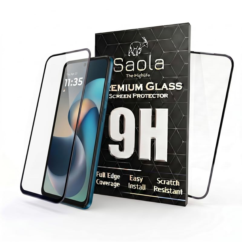 Image of Saola HD Clear Tempered Glass for Motorola G57 Power 5g | High Strength 9H Protection, Smooth Touch, Full Coverage Screen Guard, 2-Step Installation Kit | Quick & Easy Application (Pack of 2)