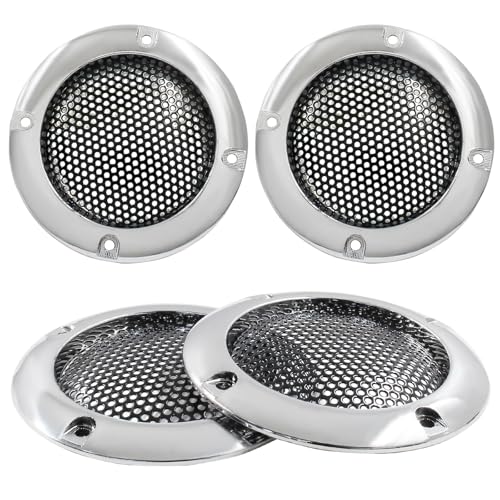 Unlorspy 4pcs Silver Round Speaker Grills Cover 2 Inch Car Speaker Covers Metal Mesh Speaker Grille Replacement with Screws for Car