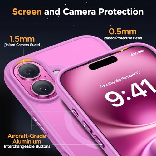 Image of Miracase Magnetic Series for iPhone 16 Case [Compatible with MagSafe] Military-Grade Protection, Anti-Fingerprint, Slim Phone Case for iPhone 16 6.1 inch - Lilac Pink