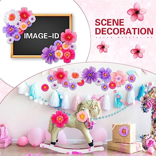 Image of Crowye 24 Pcs Large Colorful Tissue Paper Flowers Decorations Giant Fiesta Craft Crepe Paper Flowers for Wall Decor Backdrop Mexican Wedding Birthday Carnival School Party (10'' 20'',Bright Color)
