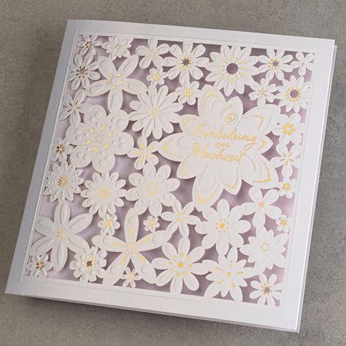 Invitations mariage 135x135mm avec inserts et enveloppes