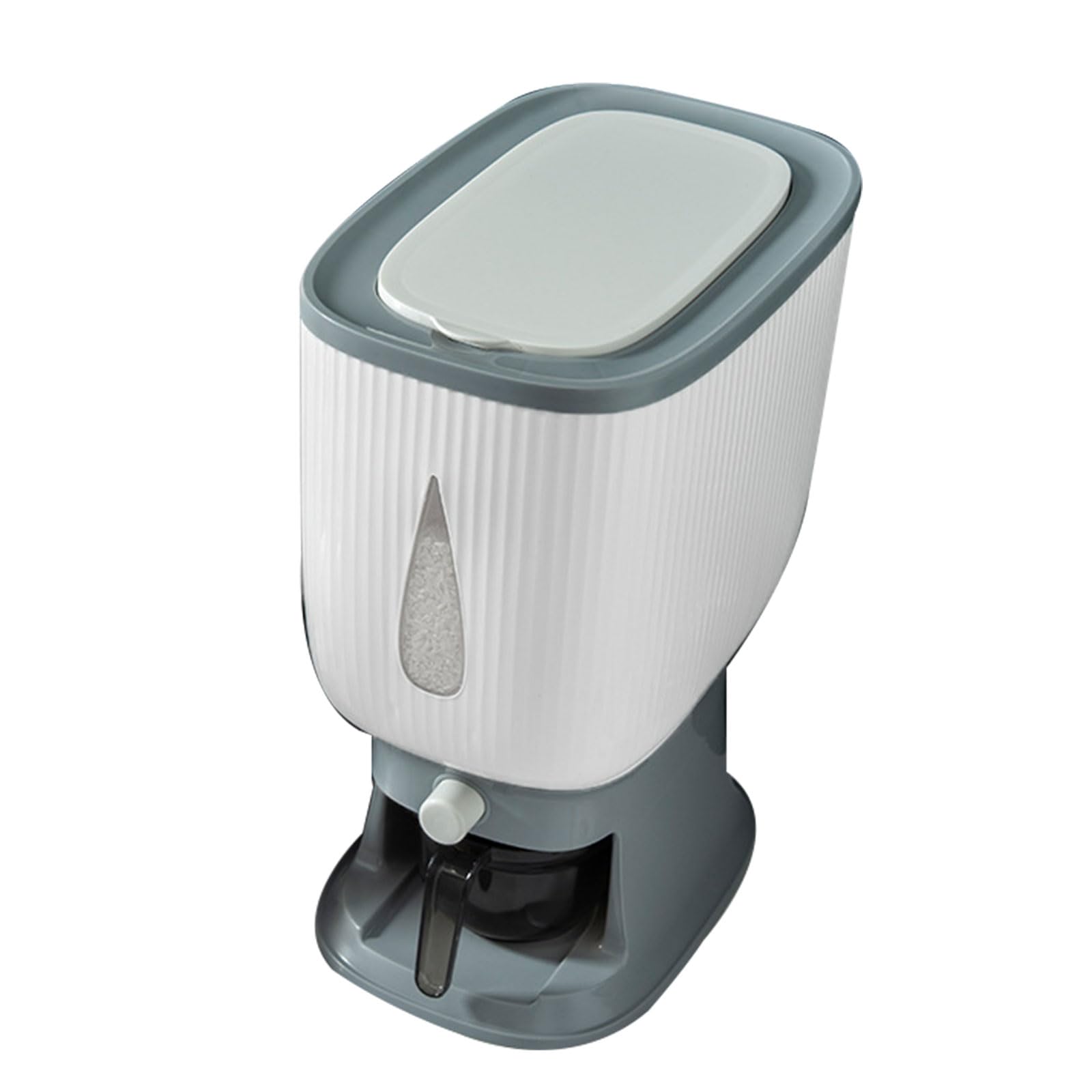YROHGKPN Press Type Rice Dispenser with Measuring Function 10kg Capacity Clear Window for Easy Storage and Proof Design Smooth Rice Bucket