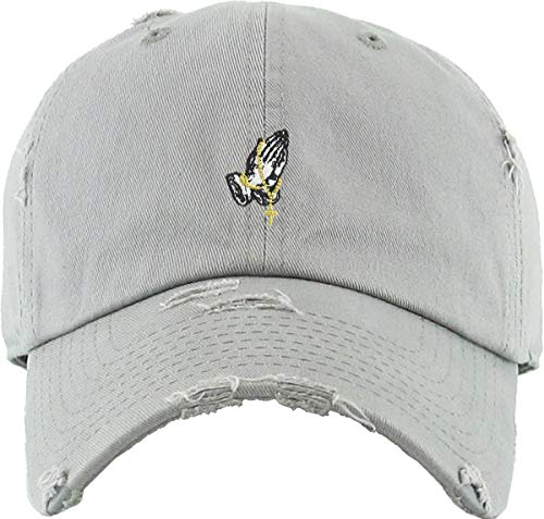 Image of KBETHOS Praying Hands Rosary Dad Hat Baseball Cap Unconstructed Polo Style Adjustable Unisex