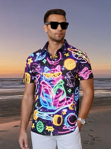 Goodstoworld Men's Novelty Hawaiian Button Down Shirts3