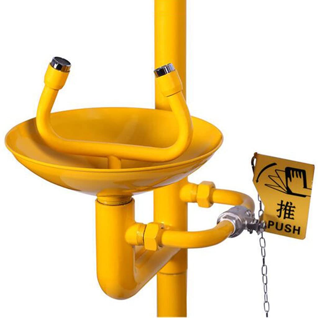 Sistema Combinado de Ducha de Seguridad y lavaojos con Revestimiento ABS Llamativo y Acero Inoxidable.