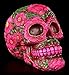 Produktbild Figuren Shop GmbH Totenkopf Figur mit Blumen Muster pink | Schädel - Dia de Muertos Deko
