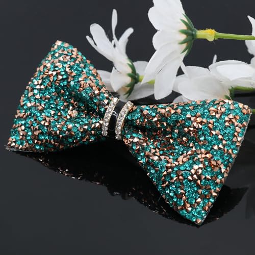 Image of Mens Rhinestone Bow Tie Pre-Tied Bow Ties for Men Adjustable Sparkle Sequin Bowtie Party Wedding